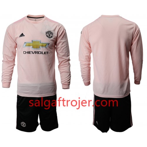 Manchester United Fodboldtrøjer Børn Udebanesæt 2018/19 Langærmet Manchester United Fodboldtrøjer Børn Udebanesæt 2018/19 Langærmet